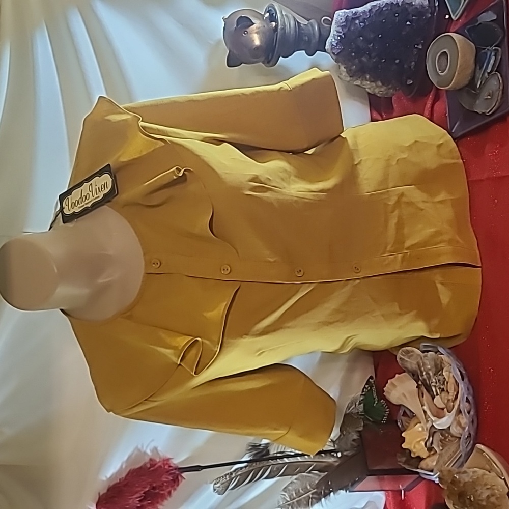Voodoo vixen yellow vintage inspired button down shirt